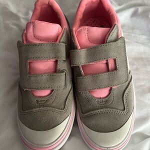 Kids Vans Pink and Gray Velcro Sneakers -